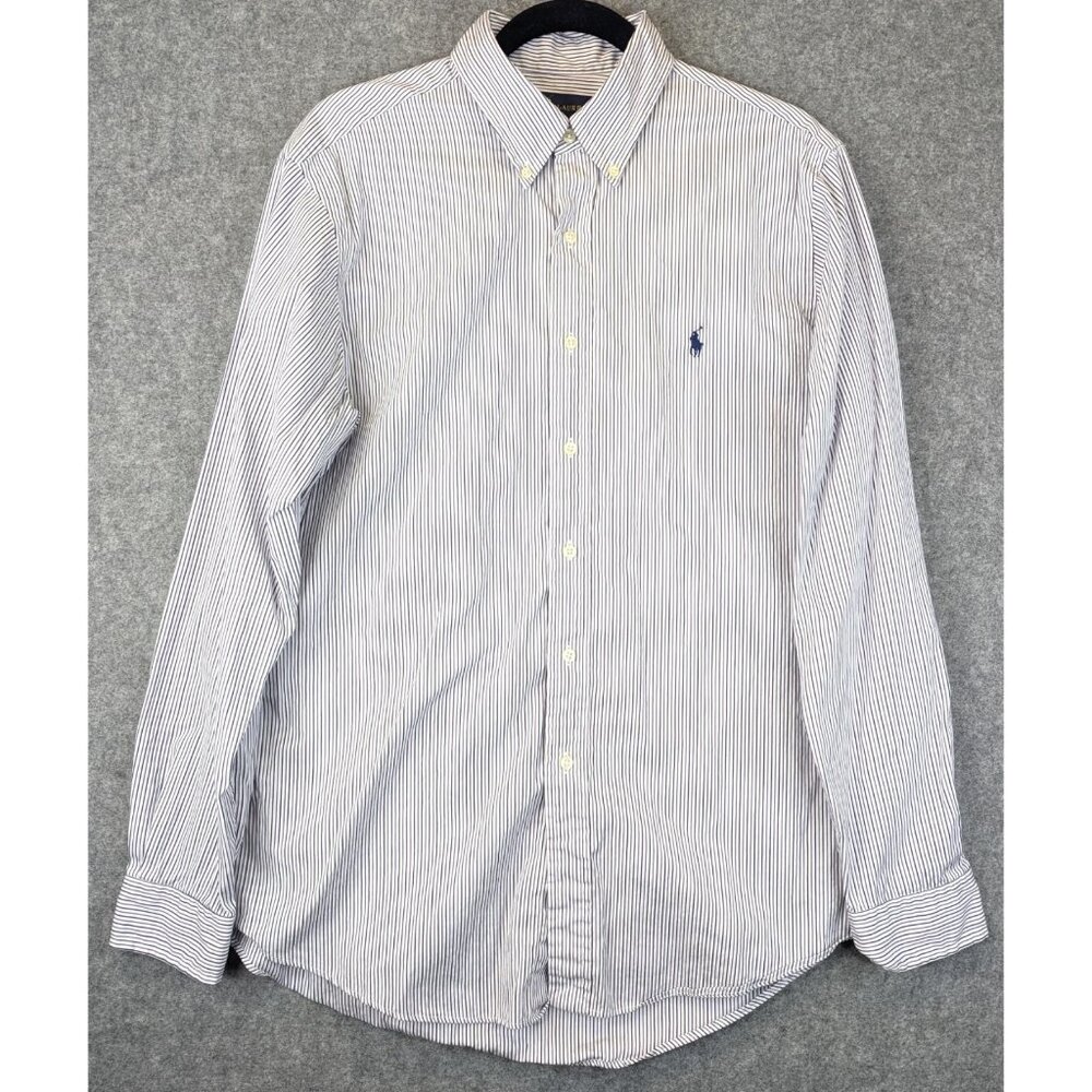Ralph Lauren Shirt Men’s 16.5 34/35 Purple Stripe Oxford Button Down Dress Shirt